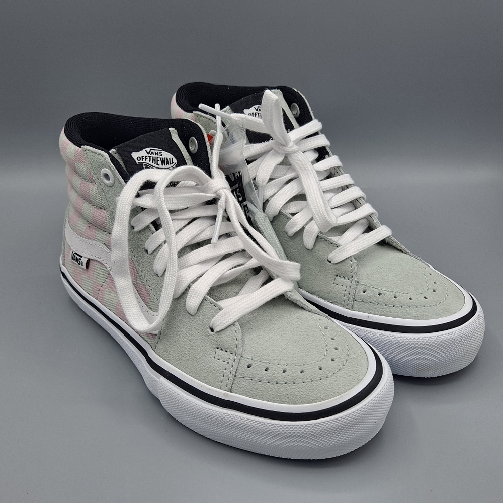 NEW Women Vans SK8-Hi Checkerboard Silver Smoke Violet Purple Sneaker Shoes Sz 5